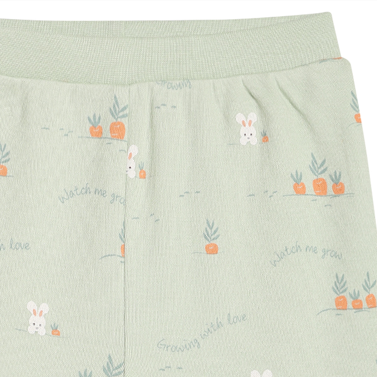 Baby Boys Bunny Print and Solid Knit Pants Pack of 2, Mint Green and Peach