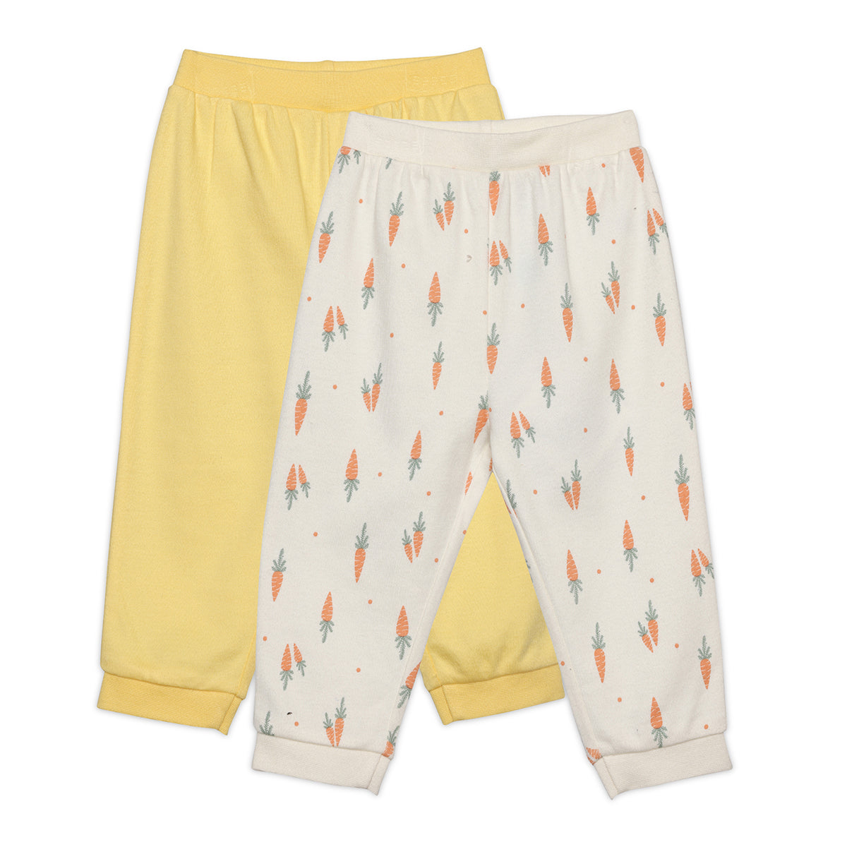 Baby Boys Solid And Carrot Printed Knit Bottoms Pack Of 2 , Multicolor