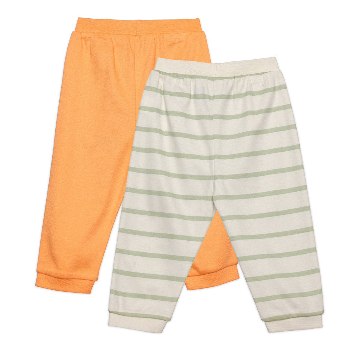 Baby Boys Solid and Striped Knit Bottoms Pack of 2, Orange and Cream