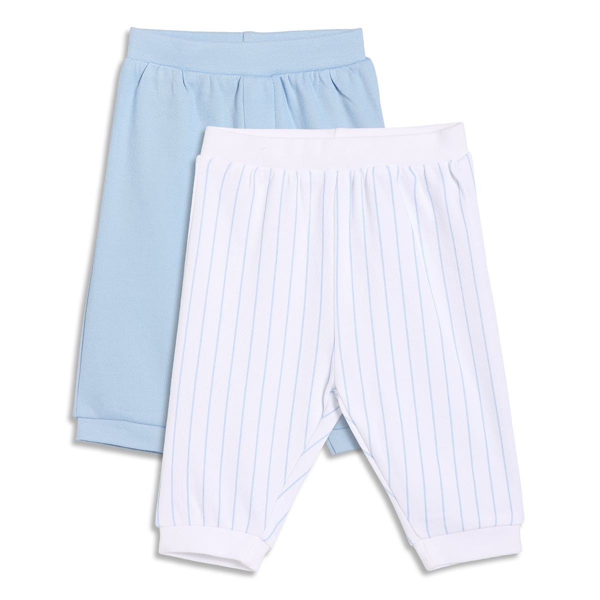 Baby Boys Solid and Striped Knit Bottom Pack of 2, Blue and White