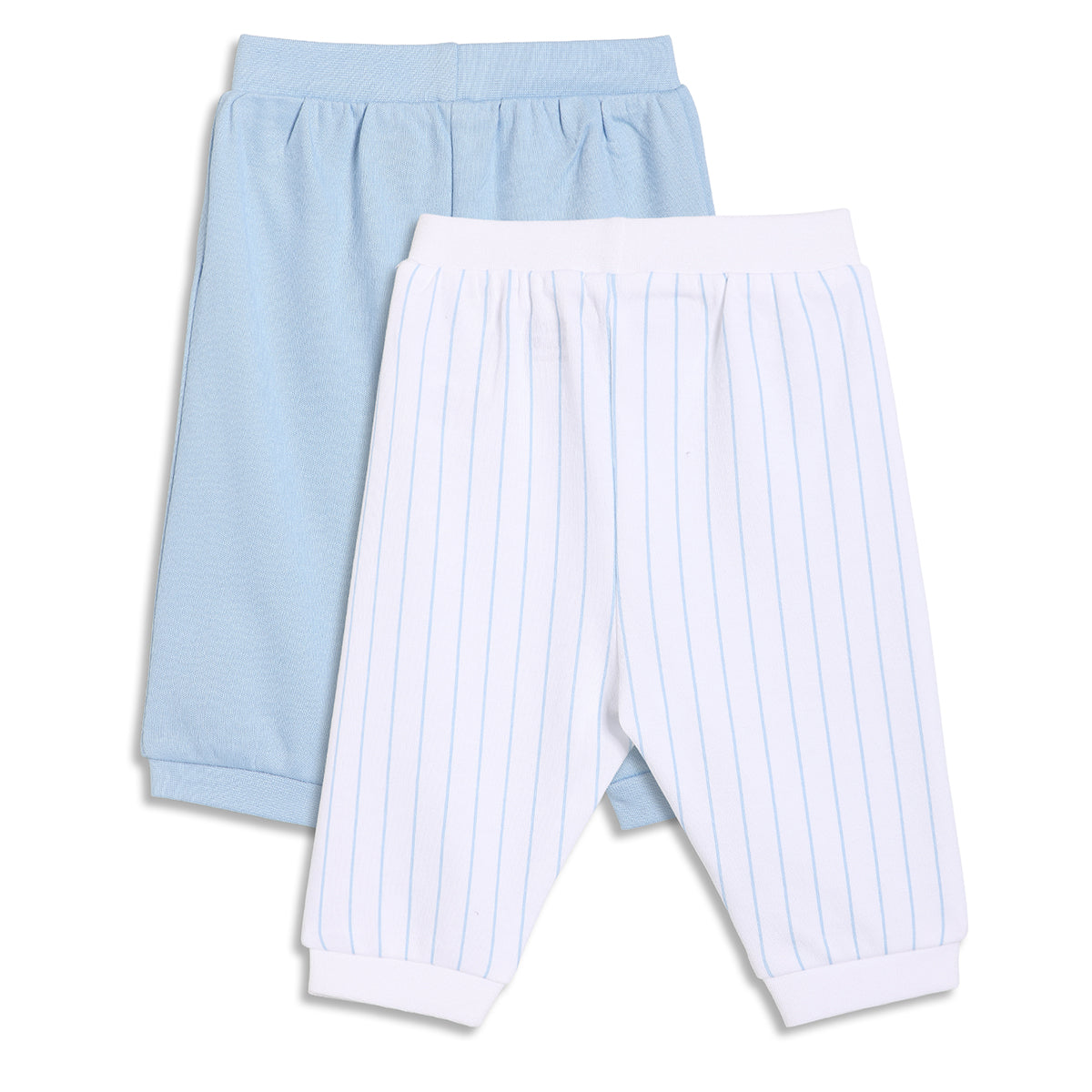 Baby Boys Solid and Striped Knit Bottom Pack of 2, Blue and White