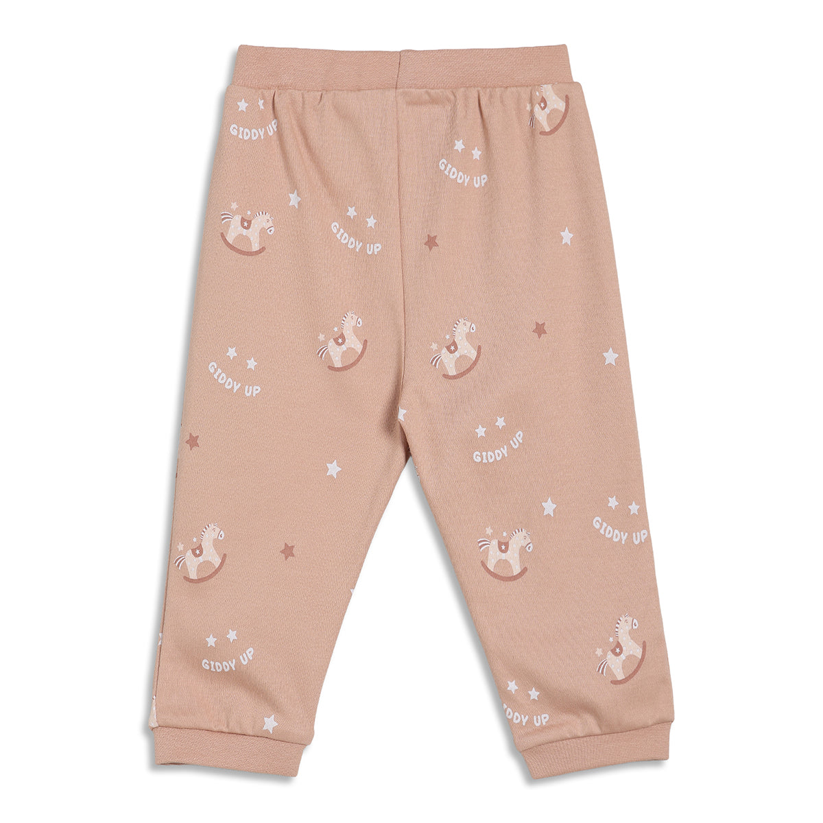 Baby Girls Mini Klub Print and Giddy Up Horse Print Knit Bottom Pack of 2, Beige and Peach