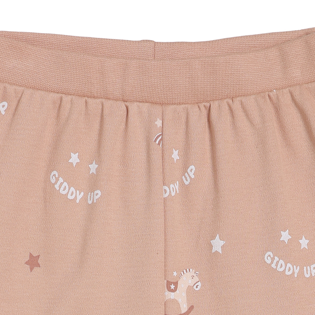 Baby Girls Mini Klub Print and Giddy Up Horse Print Knit Bottom Pack of 2, Beige and Peach