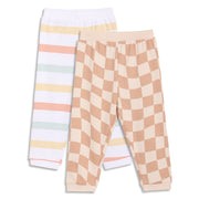 Baby Boys Checkered and Striped Knit Bottoms Pack of 2, Peach and White