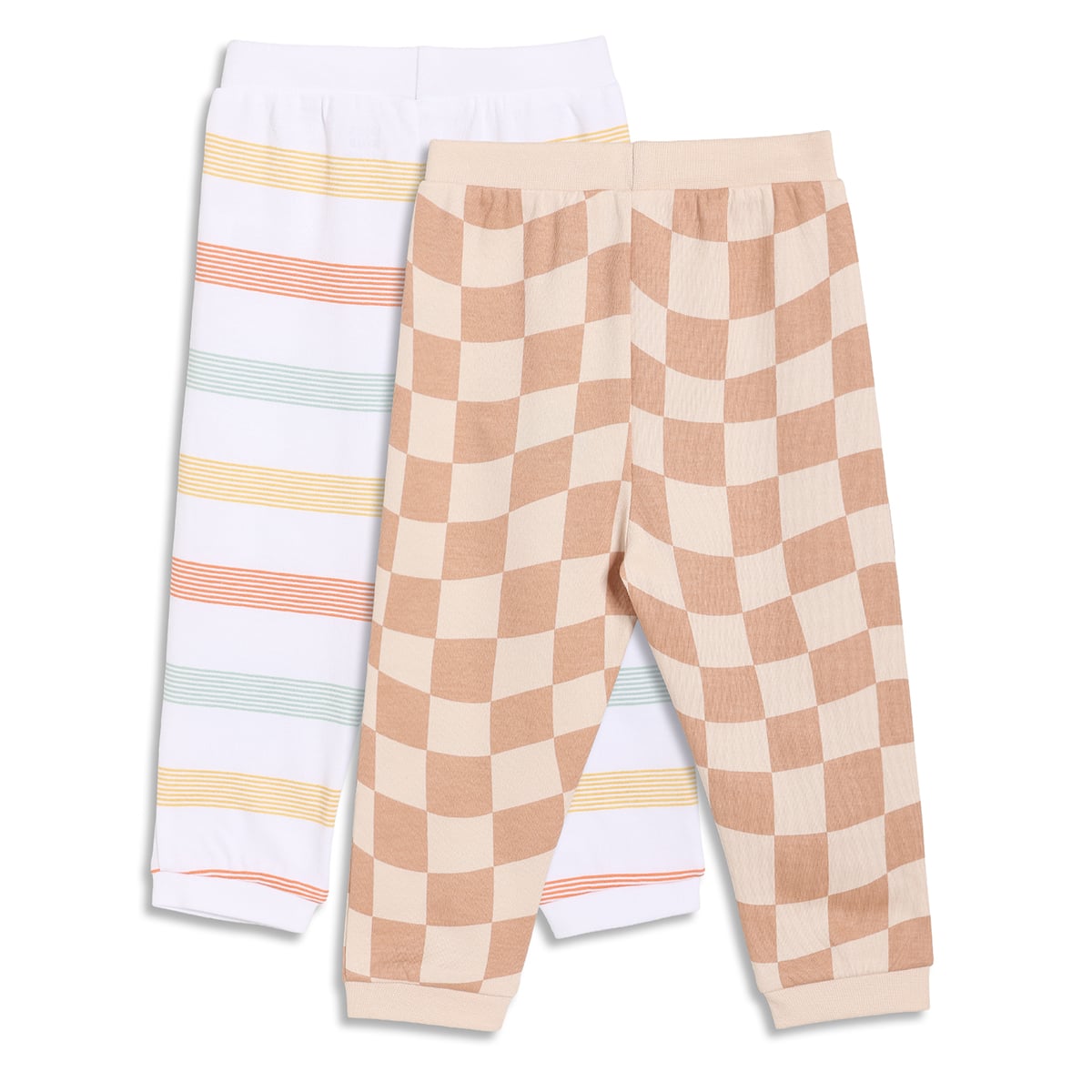Baby Boys Checkered and Striped Knit Bottoms Pack of 2, Peach and White