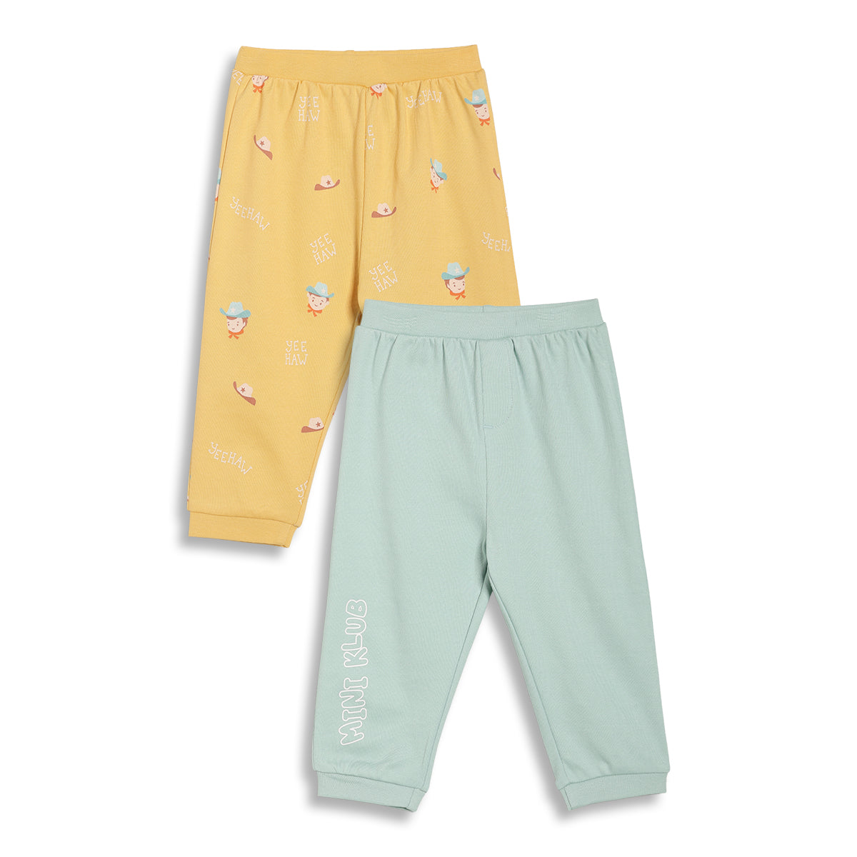 Baby Boys Printed Knit Bottoms Pack of 2, Yellow and Mint Green