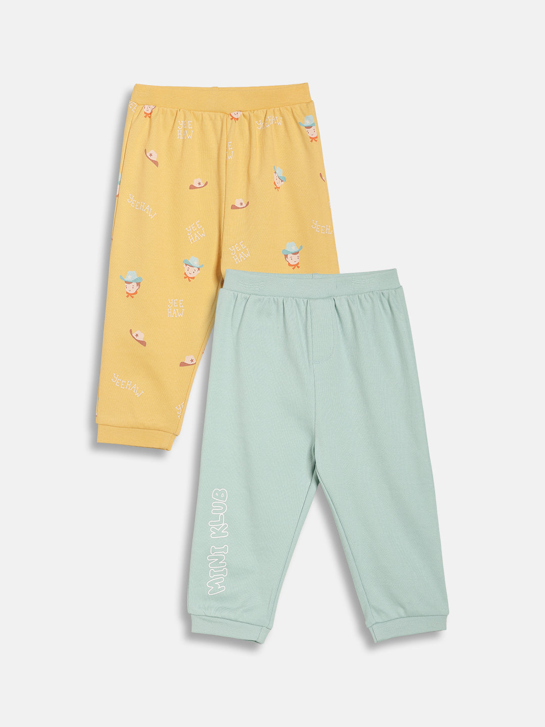 Baby Boys Printed Knit Bottoms Pack of 2, Yellow and Mint Green