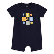 Baby Boys Navy Blue Cotton Printed Romper Regular Fit Casual Wear