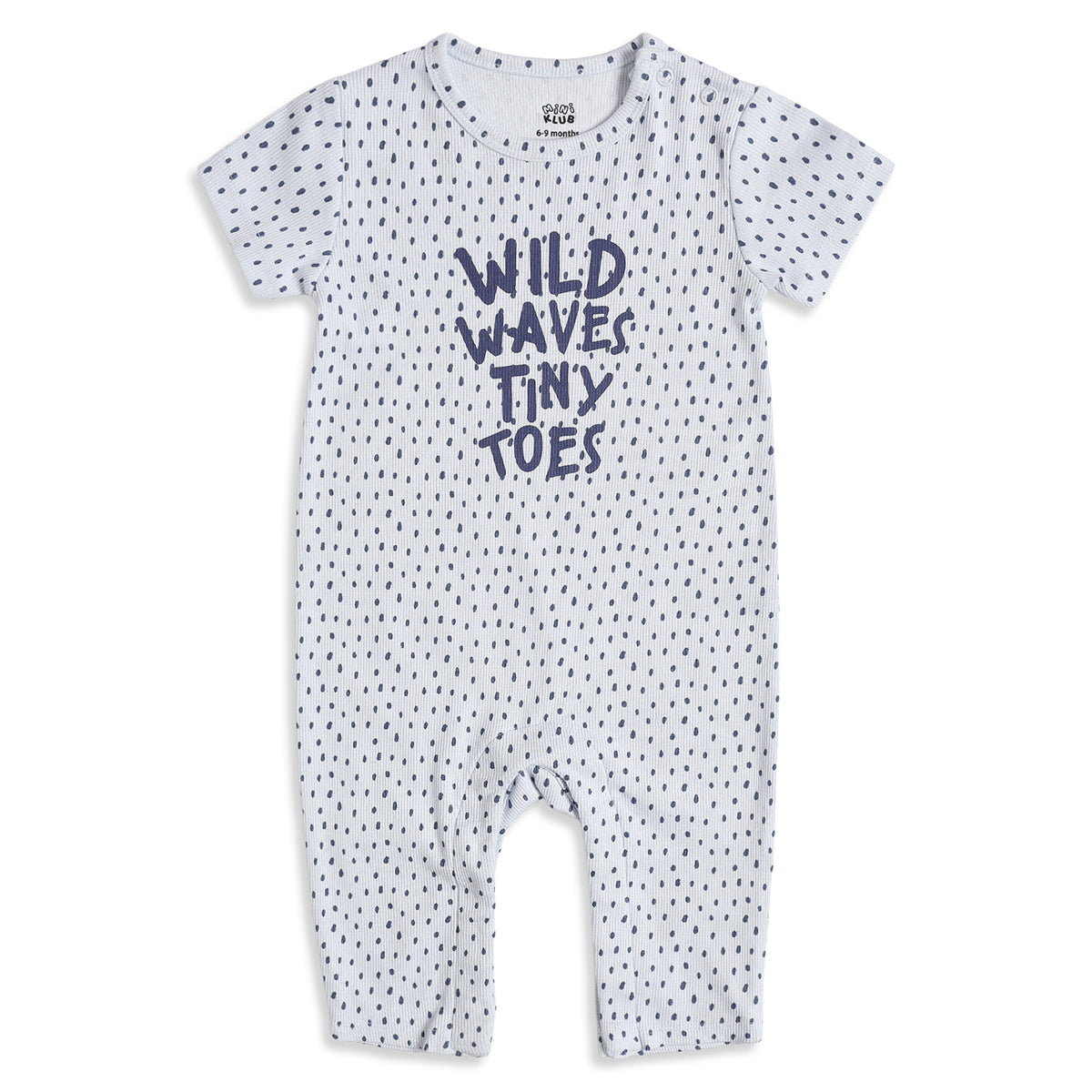 Baby Boys White & Blue Printed Cotton Romper Regular Fit Casual Baby Romper