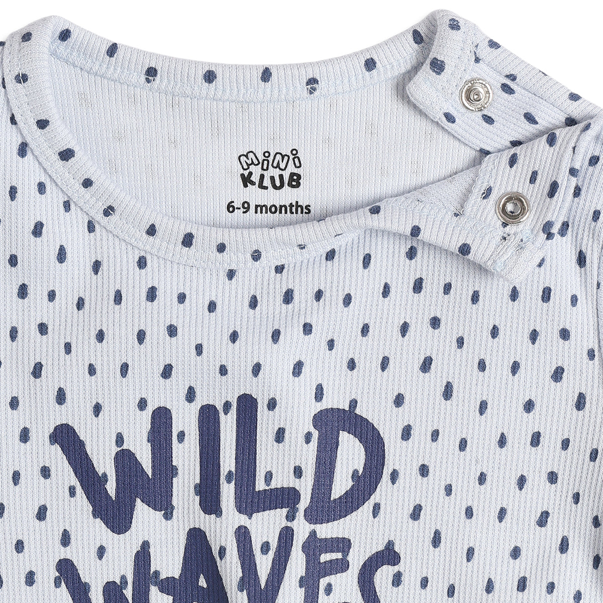 Baby Boys White & Blue Printed Cotton Romper Regular Fit Casual Baby Romper