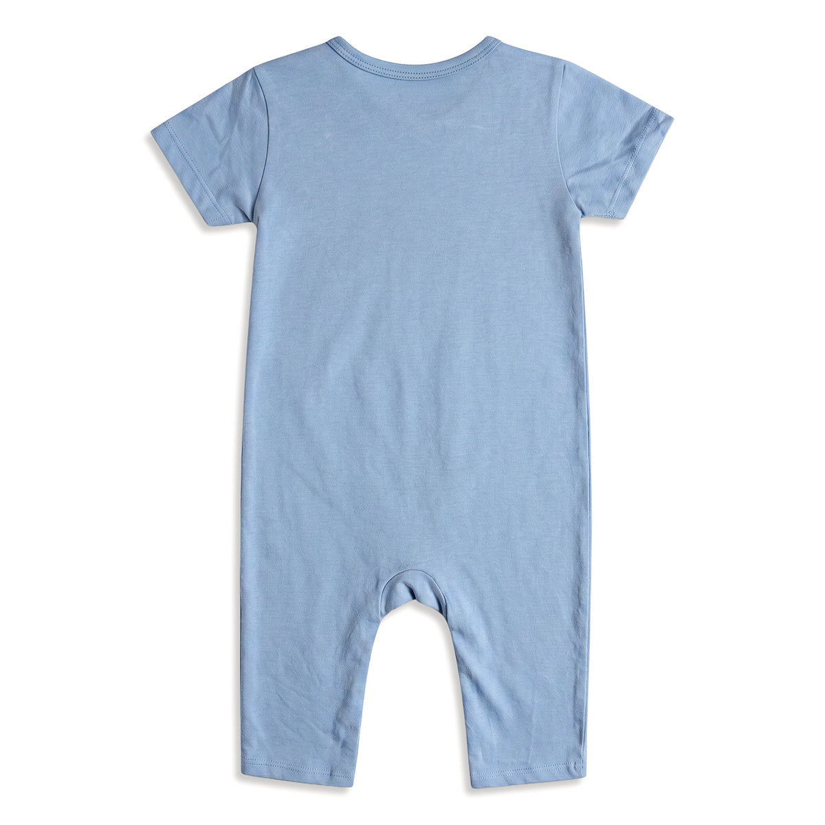 Baby Boys Blue Cotton Animal Print Short Sleeve Romper