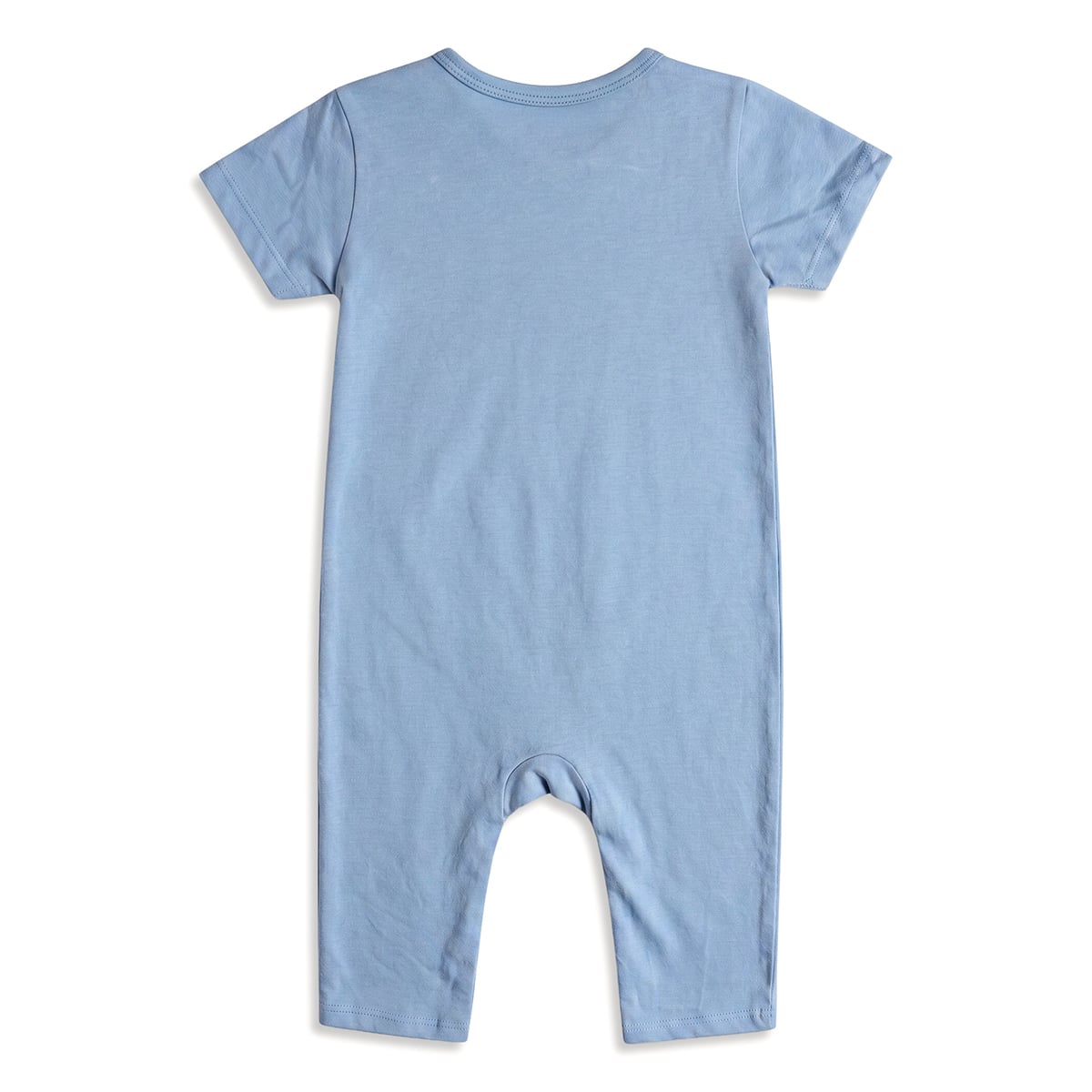 Baby Boys Blue Cotton Animal Print Short Sleeve Romper