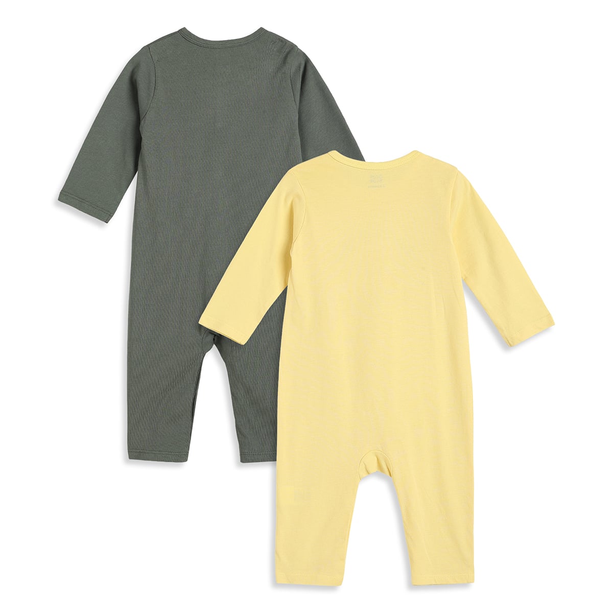 Baby Boys Olive Green And Yellow Cotton Farm Print Rompers Pack Of 2 Regular Fit Casual Wear