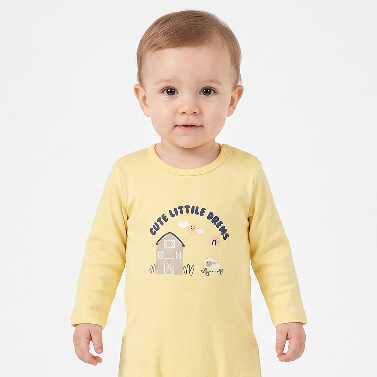 Baby Boys Olive Green And Yellow Cotton Farm Print Rompers Pack Of 2 Regular Fit Casual Wear