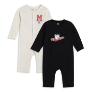 Baby Boys Cream And Black Cotton Graphic Print Rompers Pack Of 2 Regular Fit Casual Wear