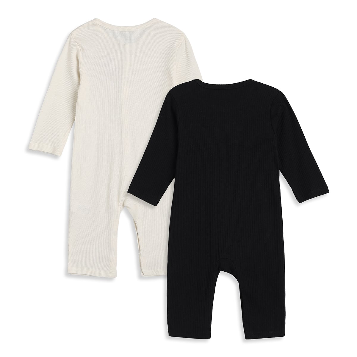 Baby Boys Cream And Black Cotton Graphic Print Rompers Pack Of 2 Regular Fit Casual Wear