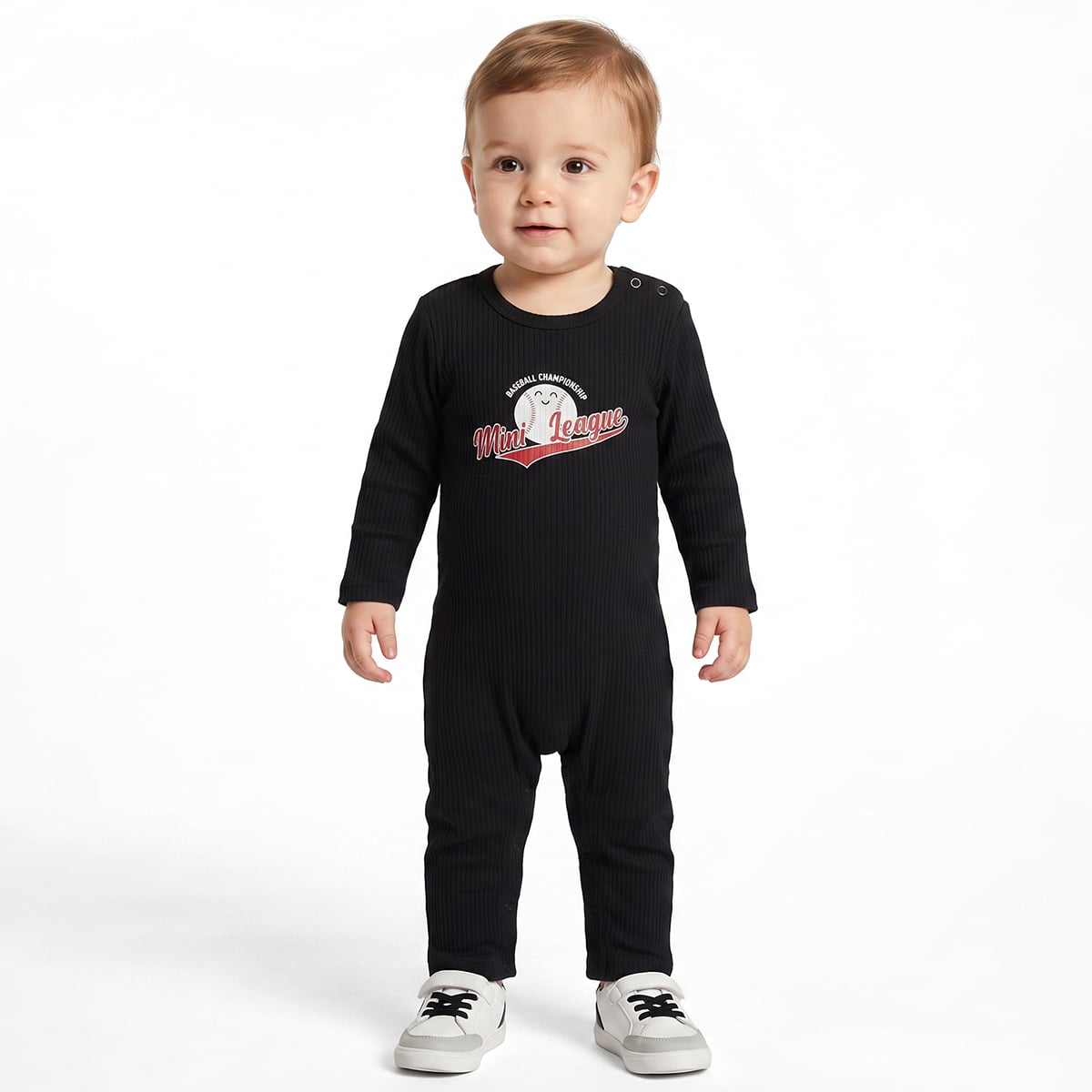 Baby Boys Cream And Black Cotton Graphic Print Rompers Pack Of 2 Regular Fit Casual Wear