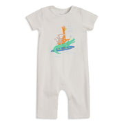 Baby Boys Off White Cotton Printed Romper Regular Fit Casual Wear