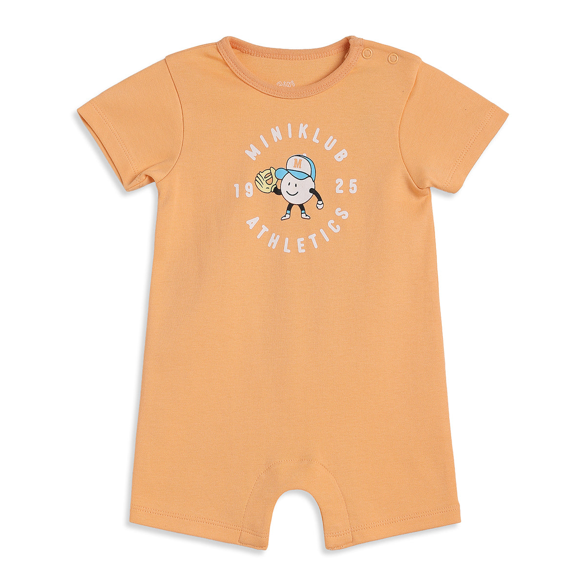 Baby Boys Peach Cotton Printed Romper Regular Fit Casual Wear