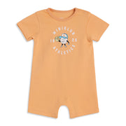 Baby Boys Peach Cotton Printed Romper Regular Fit Casual Wear