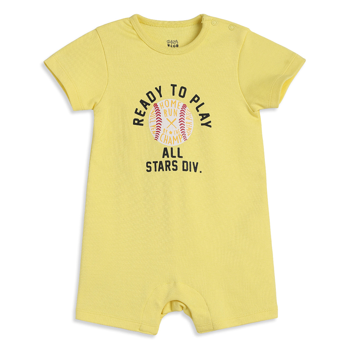 Baby Boys Yellow Cotton Printed Romper Regular Fit Casual Wear