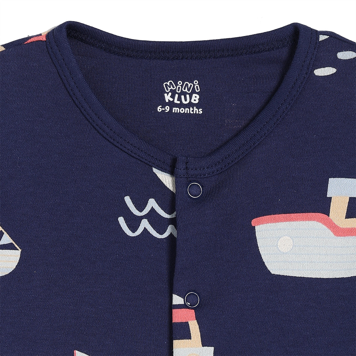 Baby Boys Sailboat Print Front Open Rompers Pack of 2, Navy Blue and Coral Pink