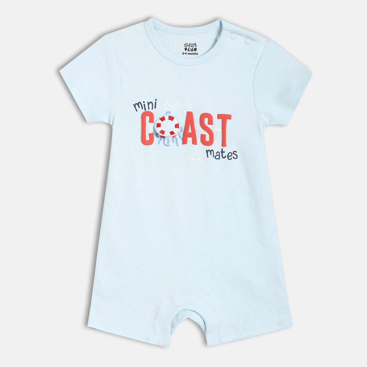 Baby Boys Graphic Printed Romper, Light Blue