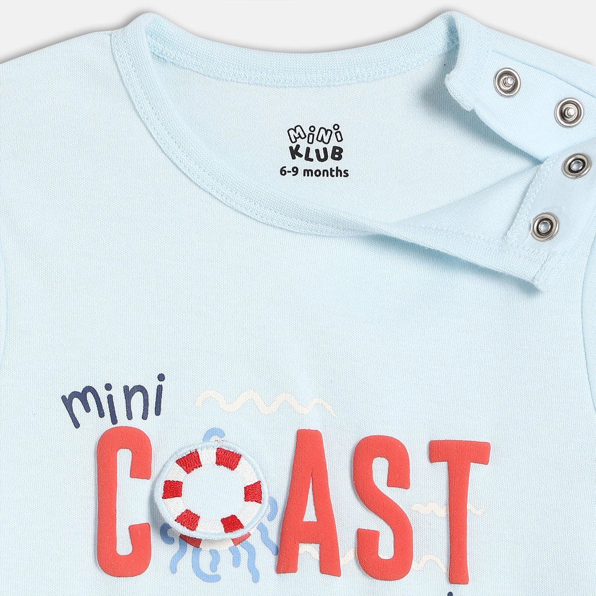 Baby Boys Graphic Printed Romper, Light Blue
