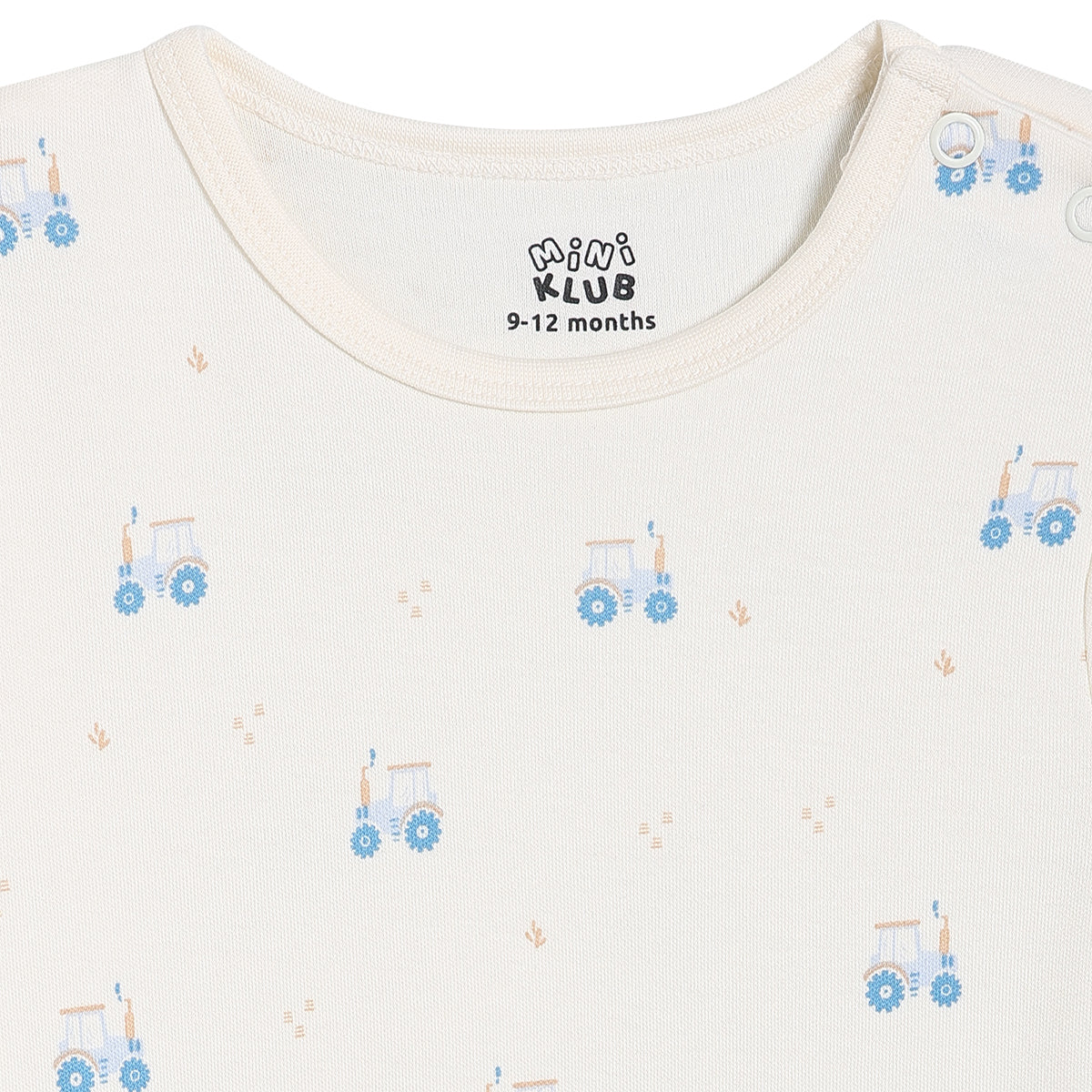 Baby Boys Printed Romper Pack of 2, Beige and Off White