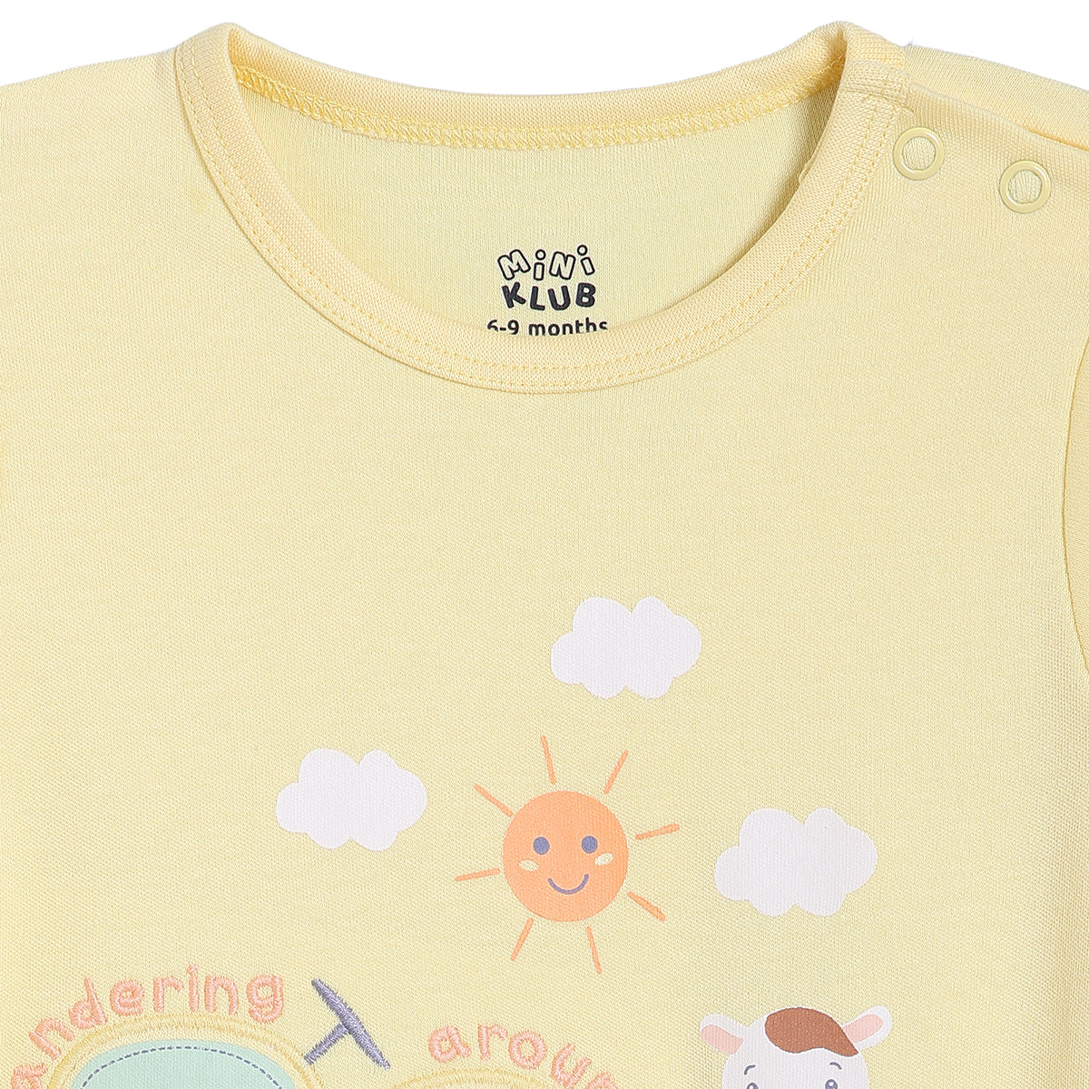 Baby Boys Printed Romper with Cap, Yellow