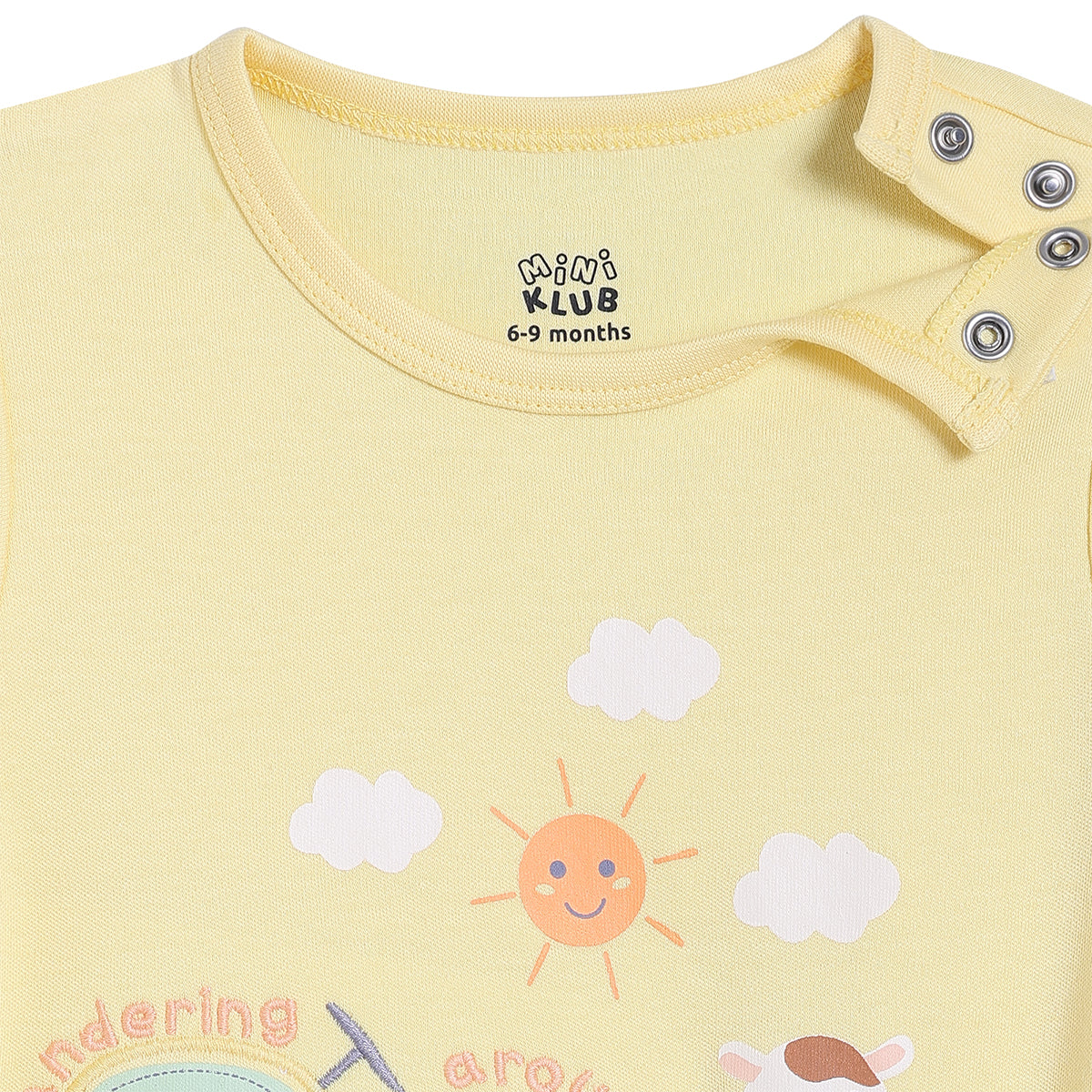 Baby Boys Printed Romper with Cap, Yellow