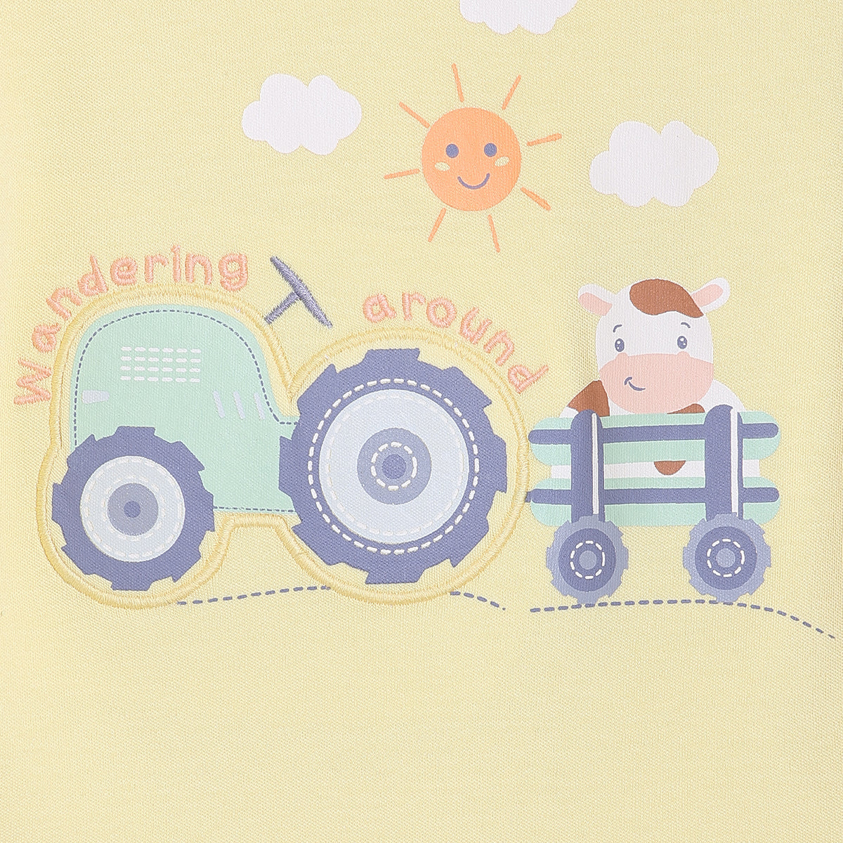 Baby Boys Printed Romper with Cap, Yellow