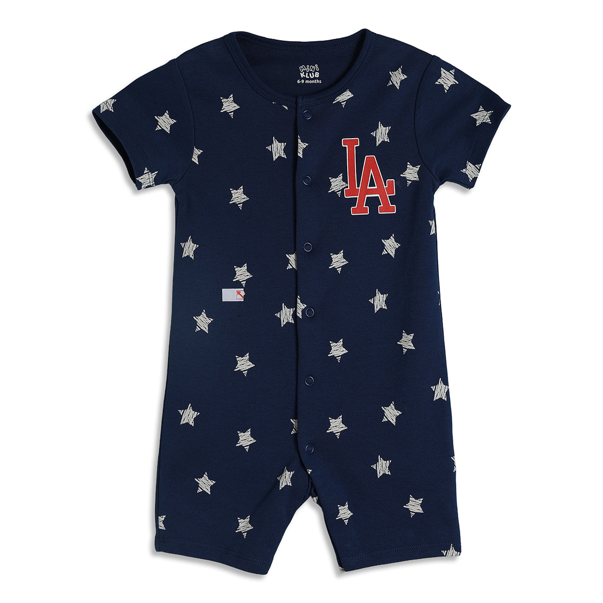 Baby Boys Printed Short Sleeve Rompers Pack of 2, Yellow and Navy Blue