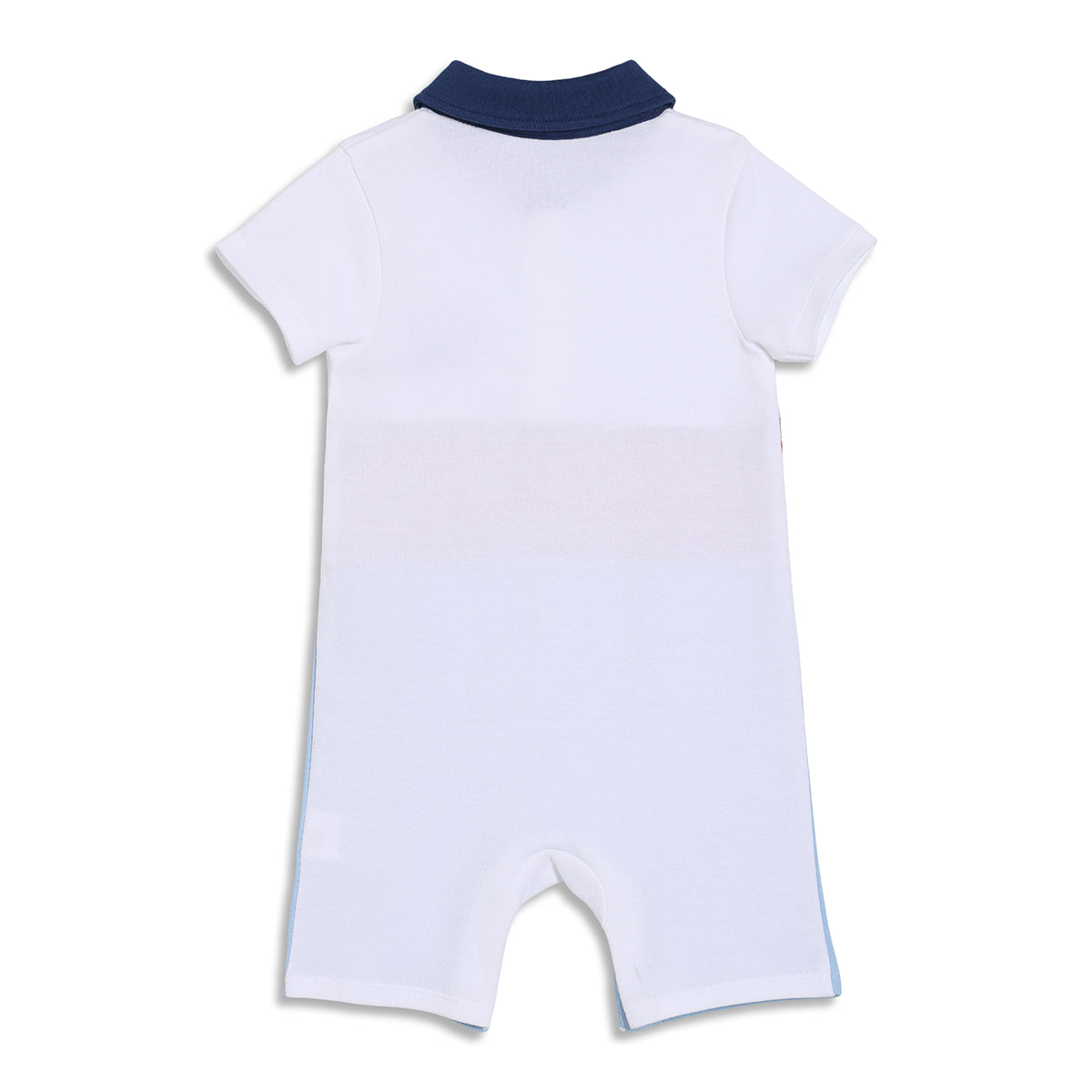 Baby Boys Boston Boys Colourblock Polo Romper, White, Red and Light Blue