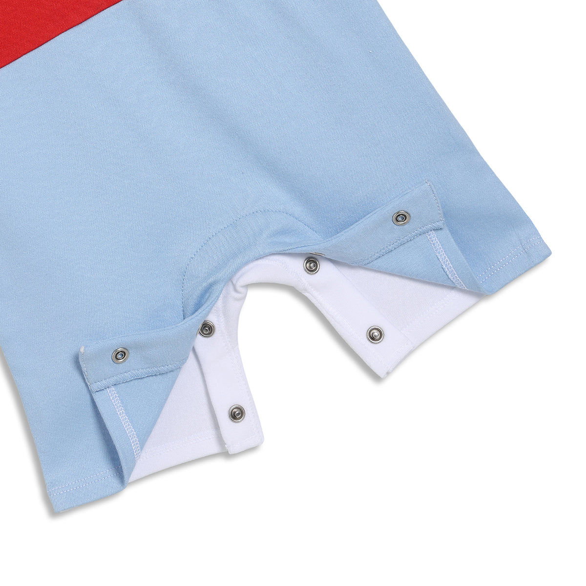 Baby Boys Boston Boys Colourblock Polo Romper, White, Red and Light Blue