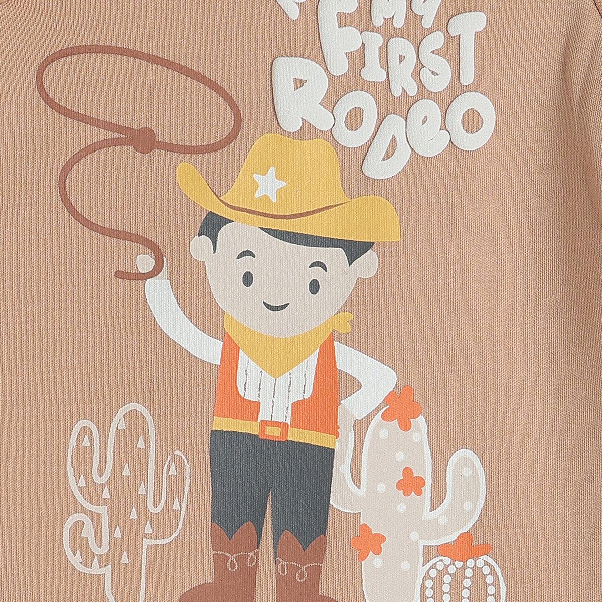 Baby Boys Cowboy Print Romper Pack of 2, Yellow and Brown