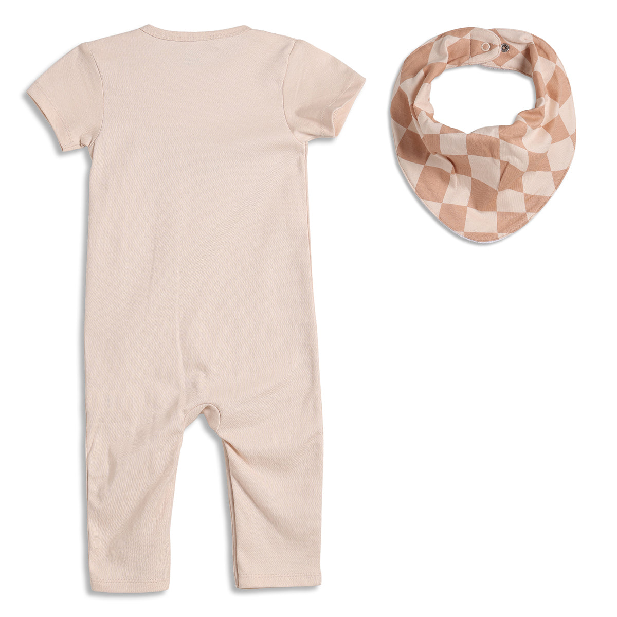 Baby Boys Cactus Print Romper with Bib, Beige