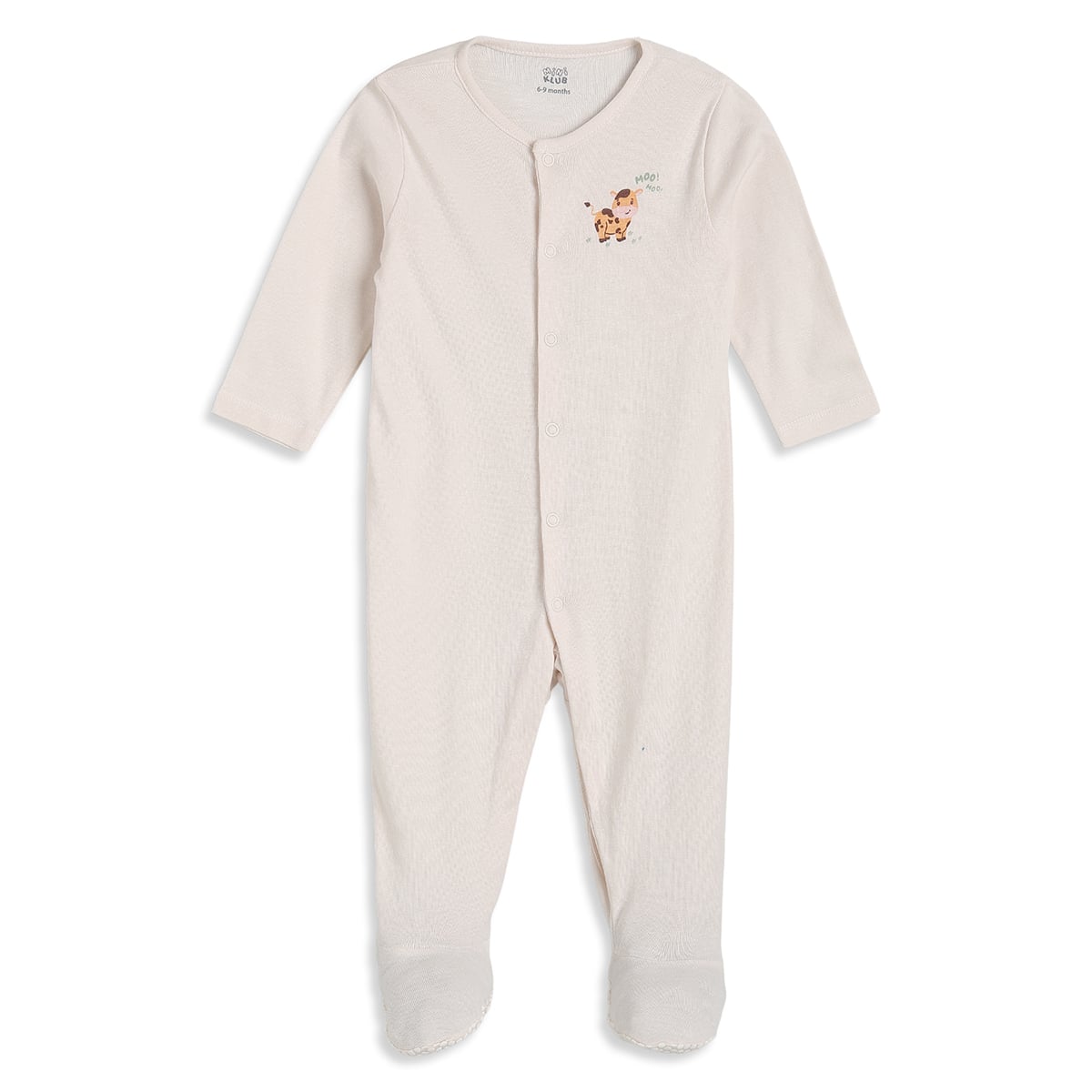 Baby Boys Blue And Cream Cotton Farm Print Footed Sleepsuits Pack Of 2 Regular Fit Casual Wear