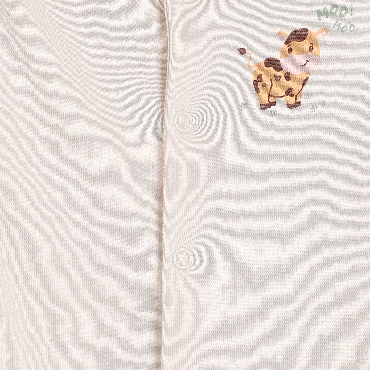 Baby Boys Blue And Cream Cotton Farm Print Footed Sleepsuits Pack Of 2 Regular Fit Casual Wear