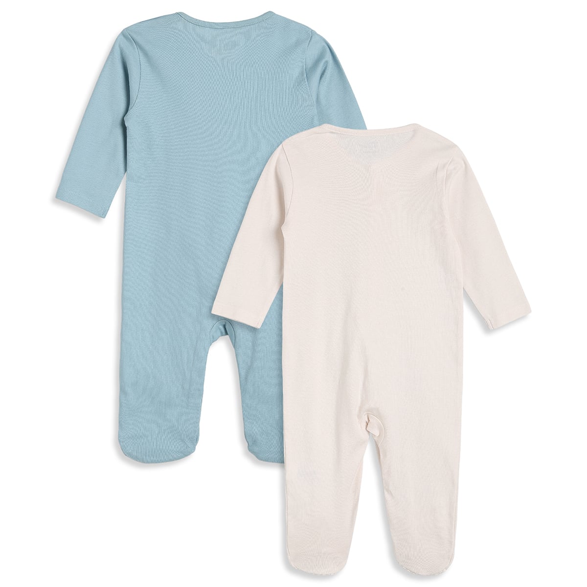 Baby Boys Blue And Cream Cotton Farm Print Footed Sleepsuits Pack Of 2 Regular Fit Casual Wear