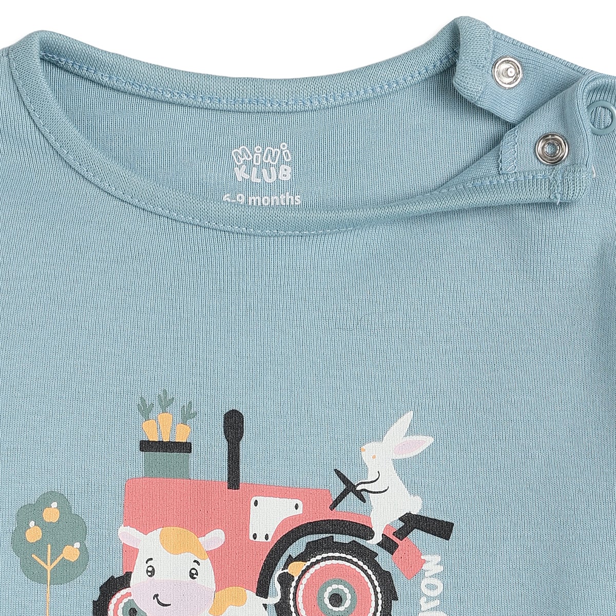 Baby Boys Blue And Cream Cotton Farm Print Footed Sleepsuits Pack Of 2 Regular Fit Casual Wear