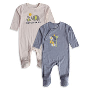 Baby Boys Cream Grey Cotton Sleepsuits Pack of 2 Everyday Wear