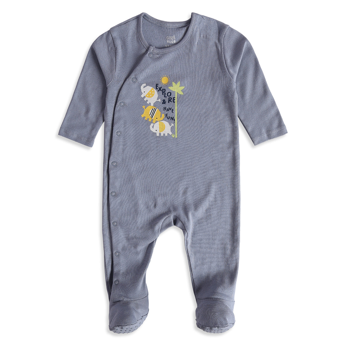 Baby Boys Cream Grey Cotton Sleepsuits Pack of 2 Everyday Wear