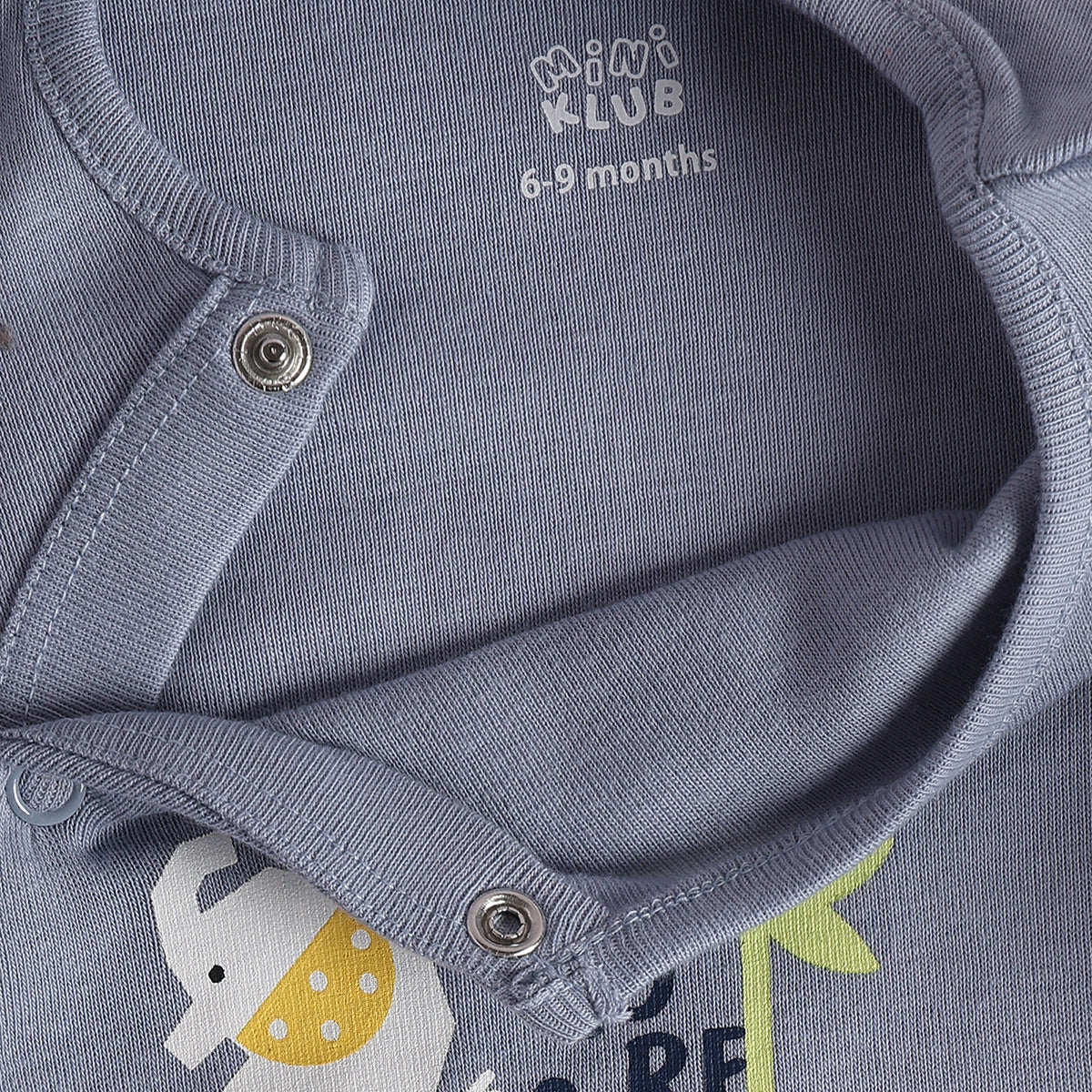 Baby Boys Cream Grey Cotton Sleepsuits Pack of 2 Everyday Wear