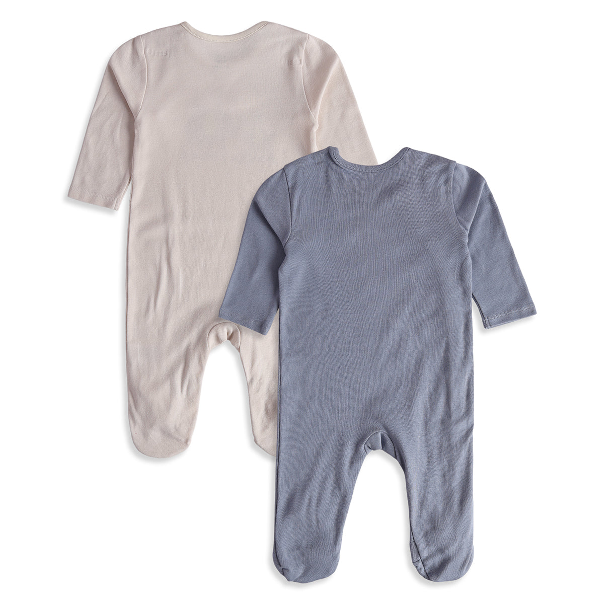 Baby Boys Cream Grey Cotton Sleepsuits Pack of 2 Everyday Wear