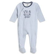 Baby Boys Blue Cotton Striped Sleepsuit Regular Fit Sleepwear