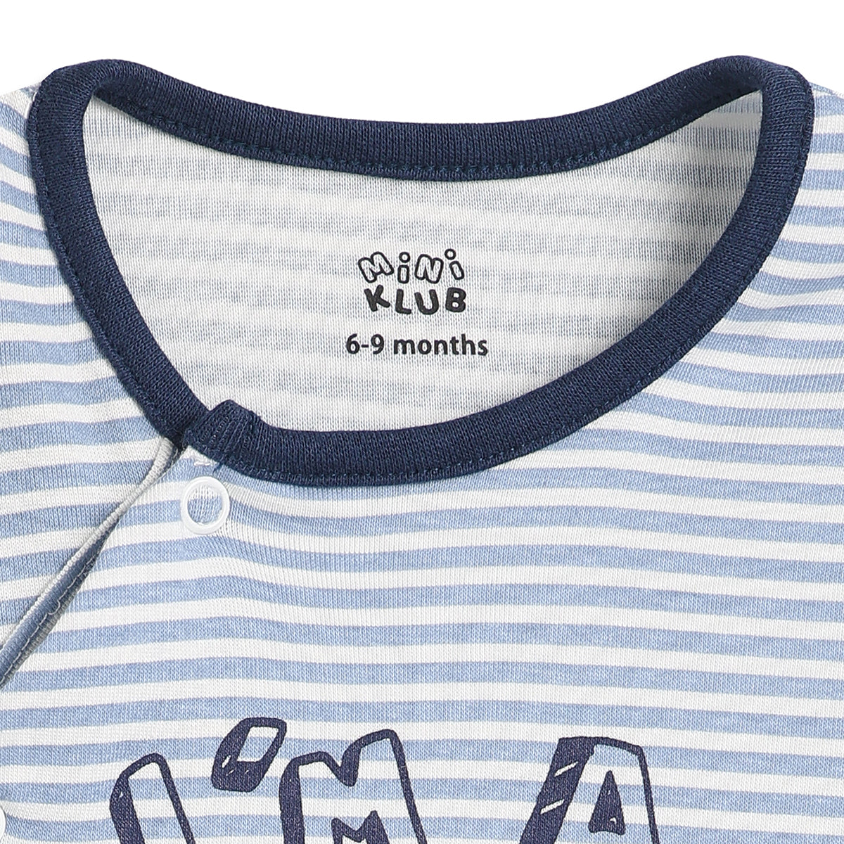 Baby Boys Blue Cotton Striped Sleepsuit Regular Fit Sleepwear