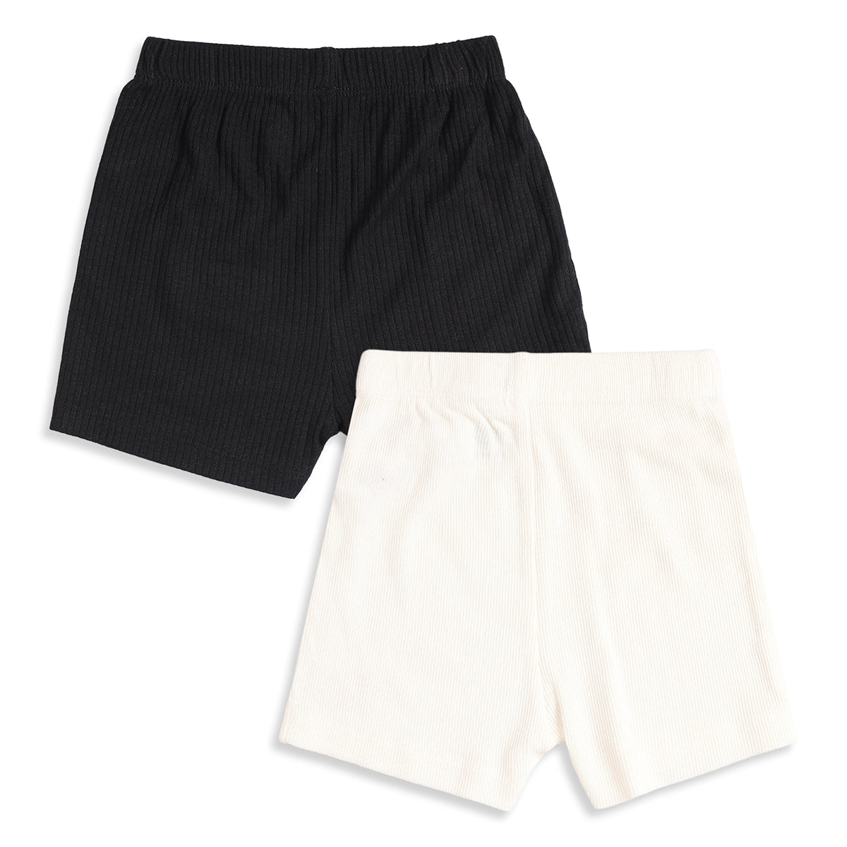 Baby Boys Pack of 2 Cotton Rib Knit Shorts with Elasticated Waistband