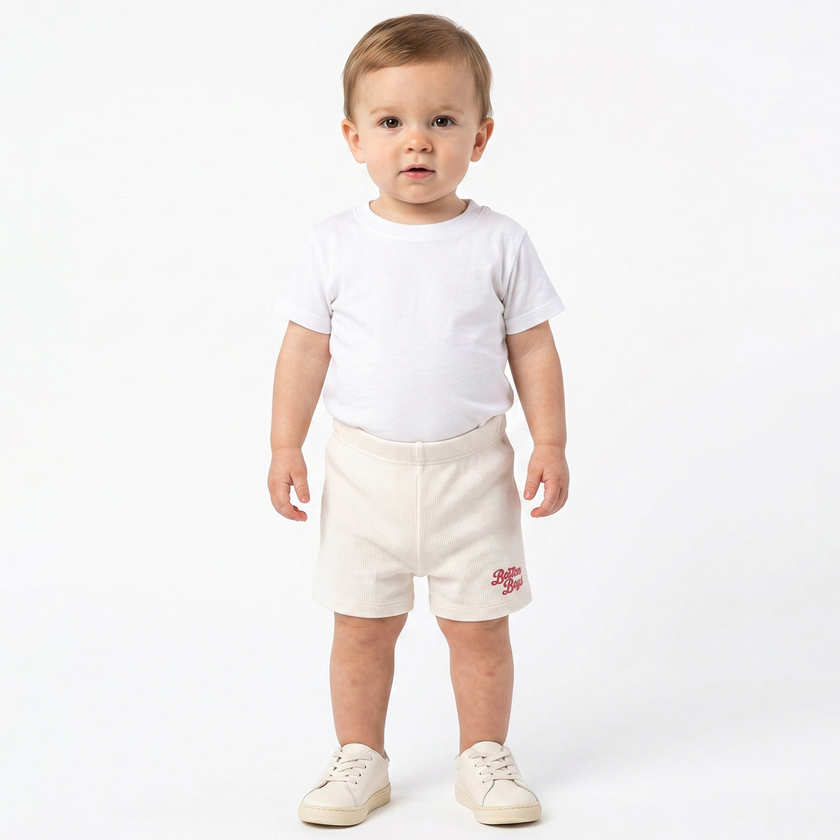 Baby Boys Pack of 2 Cotton Rib Knit Shorts with Elasticated Waistband