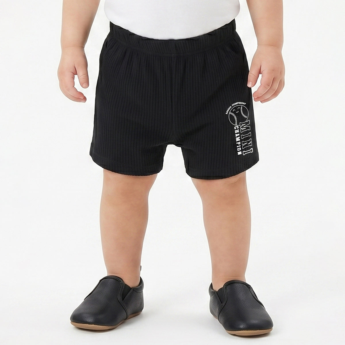 Baby Boys Pack of 2 Cotton Rib Knit Shorts with Elasticated Waistband